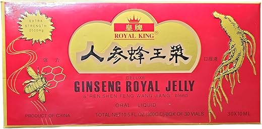 Deluxe Ginseng Geléia Real Líquida Oral 60 Frascos – 100% Natural e Energizante - Royal King