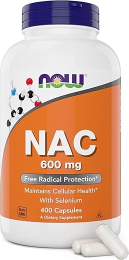 NOW Foods - Now NAC 600 mg – 400 Cápsulas Vegetais – N-Acetil Cisteína com Selênio