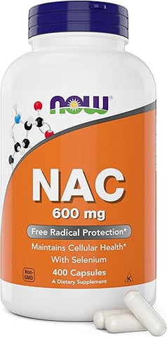 NOW Foods - Now NAC 600 mg – 400 Cápsulas Vegetais – N-Acetil Cisteína com Selênio