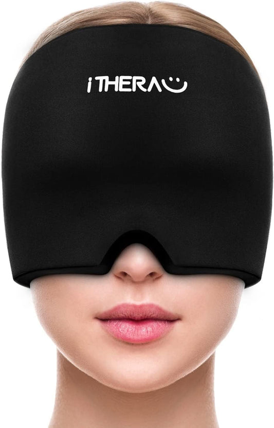 I-THERA-U - iTHERAU Migraine Ice Head Wrap – Alívio de Dor de Cabeça com Compressa Fria para Sinusite, Estresse e Tensão