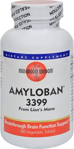 Amyloban 3399 – 180 Comprimidos | Cogumelo para Memória e Cognição | 3399mg - Mushroom Wisdom