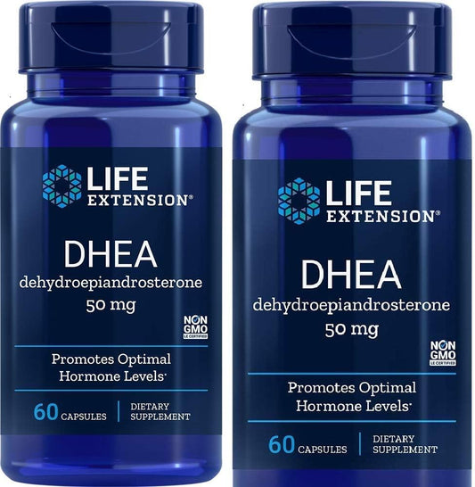 DHEA 50 Mg – 60 Cápsulas (2 Pacotes) | Aumente a Longevidade | Marca Life Extension - Life Extension