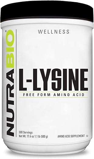 L-Lysine em Pó – Aminoácido Essencial – 500g – Sem OGM – Sem Glúten – Vegano - NutraBio