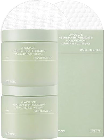 celimax - Celimax Ji.Woo.Gae Heartleaf BHA Peeling Pad Edição Dupla | Extratos de Heartleaf, Pads Esfoliantes, Peelings Faciais, Hidratante, Para Pele Problemática