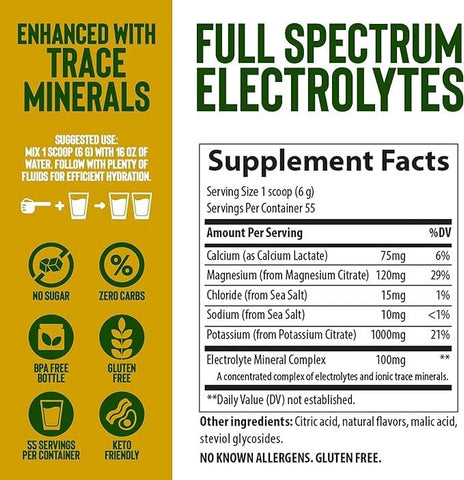 Mistura em Pó para Bebida de Eletrólitos Keto | Sem Açúcar | Promove Energia e Resistência | Sem Glúten, Vegano | Limão e Lima Natural | 55 Porções - Trace Minerals