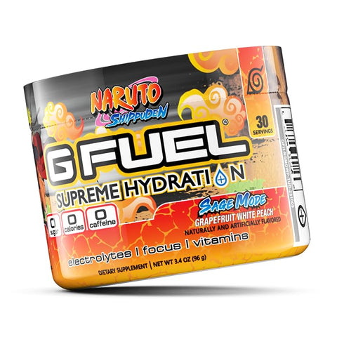 Naruto Sage Mode Pó de Eletrólitos, Mistura para Hidratação, Energia e Foco, Sem Açúcar, Suplemento Zero Cafeína com Minerais Essenciais, Grapefruit WhitePeach – 100g - G Fuel