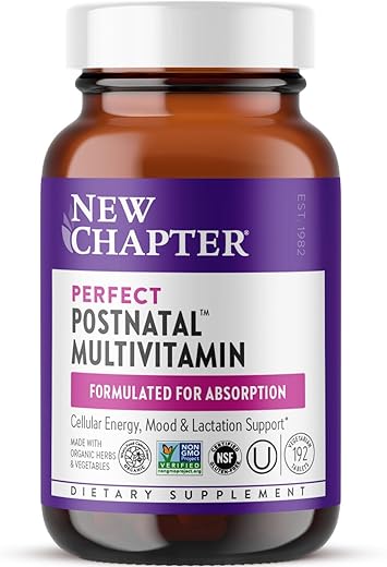 Vitaminas Pós-Parto para Lactação, Multivitamínico Completo com Vitamina D3 Fermentada e Vitaminas do Complexo B, Feito com Vegetais Orgânicos - New Chapter