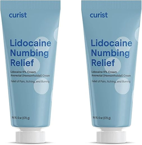 Creme Anestésico Tópico de Lidocaína 5%% – Alívio Máximo da Dor – 12 oz (Pacote com 2) Tubo XL 5%% Lidocaína – Creme Forte para Dormência Eficaz – 60g - Curist