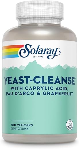 SOLARAY - Solaray Yeast-Cleanse – 180 Cápsulas Vegetarianas | Limpeza de Levedura | Marca Solaray