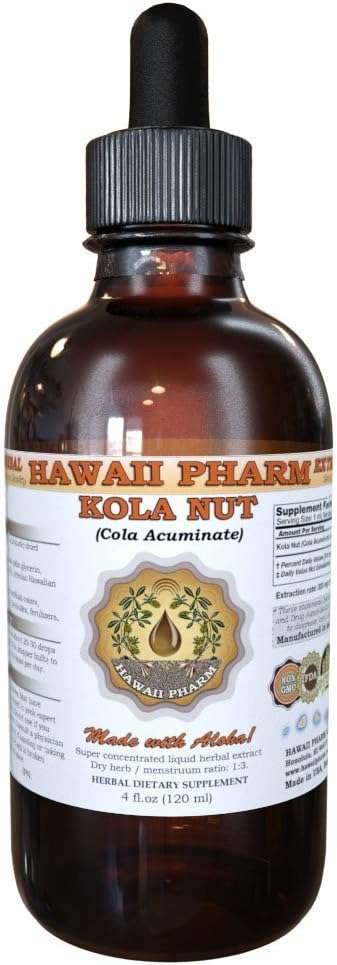 Hawaii Pharm - Extrato Líquido de Noz de Kola, Tintura de Noz de Kola (Cola Acuminata) Herbal 4 oz