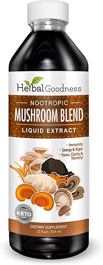 Herbal Papaya - Suplemento de Cogumelos Nootrópicos, Maná de Leão, Extrato de Cogumelo Maná de Leão, Suplemento para Clareza Mental e Foco, Suporte Imunológico, Extrato de Blend de Cogumelos, Suplemento de Cogumelo Maná de Leão