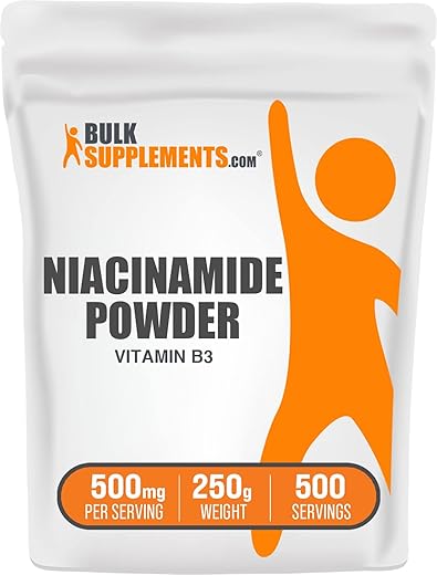 BulkSupplements - BULKSUPPLEMENTS.COM – Pó de Niacinamida: Suplemento de Niacinamida, Vitamina B3 500mg – Vitaminas B3 para Saúde da Pele, Puro