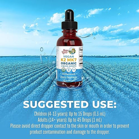 Gotas Líquidas de Vitamina K2 MCT Orgânica Certificada USDA para Adultos – 30ml - MaryRuth Organics