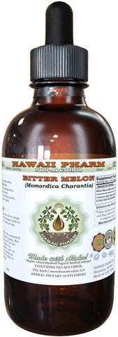Extrato Líquido de Melão Amargo sem Álcool, Melão Amargo Orgânico (Momordica Charantia) Fruta Seca Glicerito Hawaii Pharm Suplemento Herbal Natural 60 ml