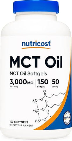 MCT Oil Softgels 1000mg – 150 SFG (3,000mg Serv) – Ideal for Keto, Ketosis, and Ketogenic Diets – Boost Your Health and Energy - Nutricost