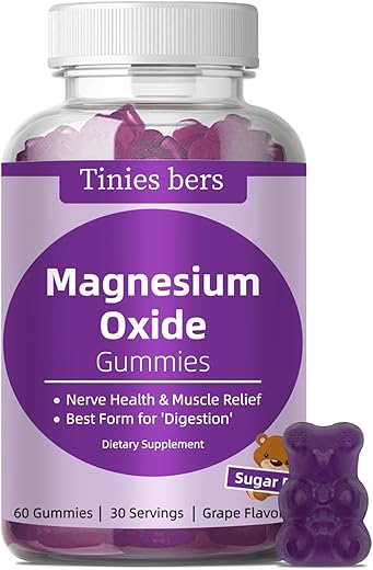 Tinies bers - Gomas de Óxido de Magnésio 500mg, Sem Açúcar para Adultos – Marca: Magnesium Gummies