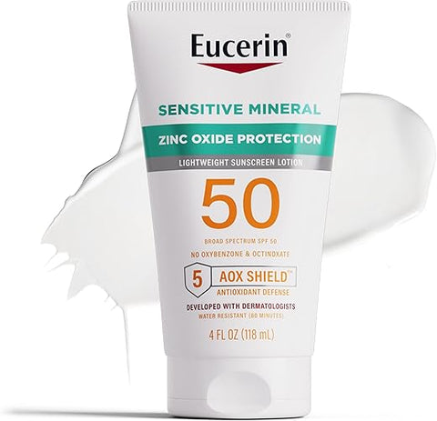Protetor Solar Mineral FPS 50, Hipoalergênico, Sem Fragrância, com Proteção de Óxido de Zinco, 120 ml - Eucerin