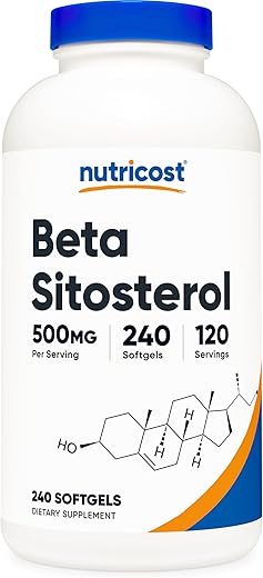 Beta Sitosterol 240 Softgels – 500mg, Livre de GMO e Glúten, 120 Porções - Nutricost