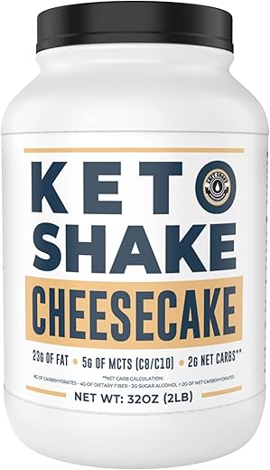 Left Coast Performance - Cheesecake Keto Shake Substituto de Refeição [900g] – Pó para Shake de Proteína Low Carb, Rico em Gorduras com MCTs, Peptídeos de Colágeno e Verdadeiro Cream Cheese dos EUA