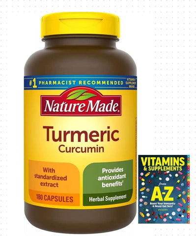 Adventure Home - Nature Made Curcumin 500 mg – Antioxidante Natural, 180 Cápsulas, Guia Completo de Vitaminas e Suplementos