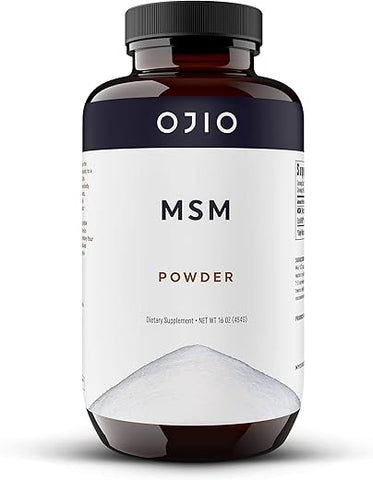 Ojio - OptiMSM Pó MSM Puro – Articulações, Pele, Cabelo, Unhas – Kosher, Vegano, Sem Glúten, Não-OGM, Sem Pesticidas ou Herbicidas – 16 oz (1 Pacote)