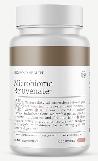 BIG BOLD HEALTH - Microbiome Rejuvenate – 2 MESES DE FORNECIMENTO – Potencializado por prebióticos e probióticos únicos encontrados no Farelo de Trigo Sarraceno do Himalaia Orgânico | Inclui polifenóis para o microbioma e