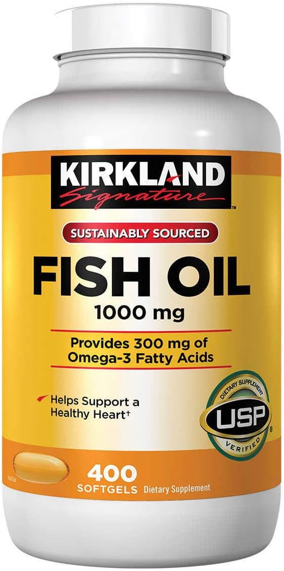 KIRKLAND - Kirkland Signature Óleo de Peixe 1000 mg, 400 Cápsulas (2 Pacotes) – Benefícios para a Saúde e Bem-Estar