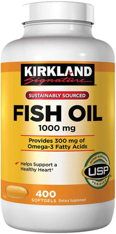 KIRKLAND - Kirkland Signature Óleo de Peixe 1000 mg, 400 Cápsulas (2 Pacotes) – Benefícios para a Saúde e Bem-Estar