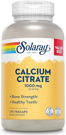 SOLARAY - Solaray Complexo de Citrato de Cálcio, 1000 mg (68 Porções, 275 Comprimidos)  Solaray