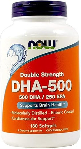 DHA-500 180 Softgels (2-Pack) – Ômega-3 de alta potência para saúde cerebral – 360 cápsulas - NOW Foods