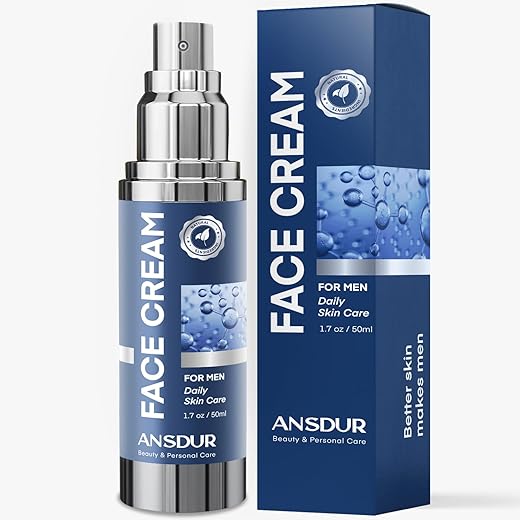 ANSDUR - Creme Facial para Homens: Hidratante Facial Masculino, Tratamento para Bolsas nos Olhos, Creme Facial Anti-idade – 6 em 1, Loção Pós-barba para Homens, Fórmula Avançada 50g