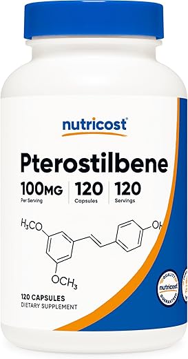 Pterostilbene 100mg – 120 Cápsulas | Livre de GMO, Sem Glúten | Marca Nutricost - Nutricost