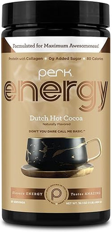 Energy Original Dutch Hot Cocoa (20 Porções) – Sem Glúten, Sem Soja, Sem Amendoim – Energize-se com o Melhor Cacau Quente! - Perk