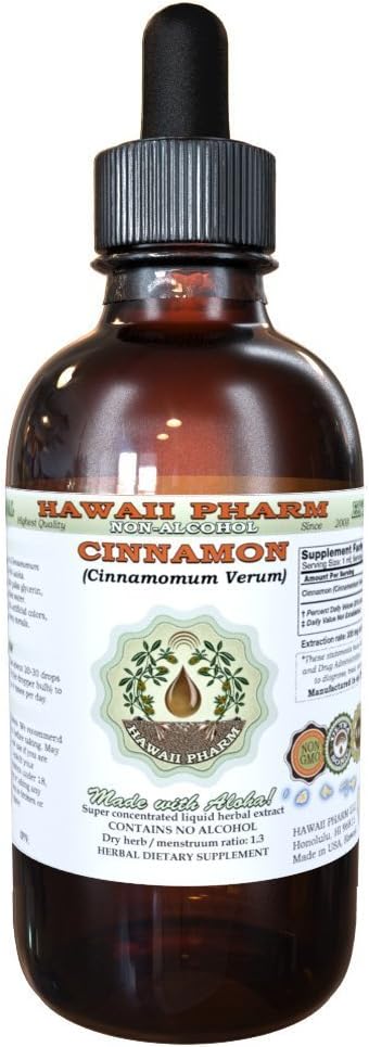 Extrato Líquido de Canela Sem Álcool, Glicerito de Casca Seca de Canela (Cinnamomum Verum) Hawaii Pharm Herbal Natural 120 ml