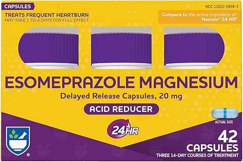 Redutor de Ácido Esomeprazol Magnésio, 20 mg – 14 Cápsulas, 3 Pacotes, Total de 42 Unidades | Alívio da Azia - Rite Aid