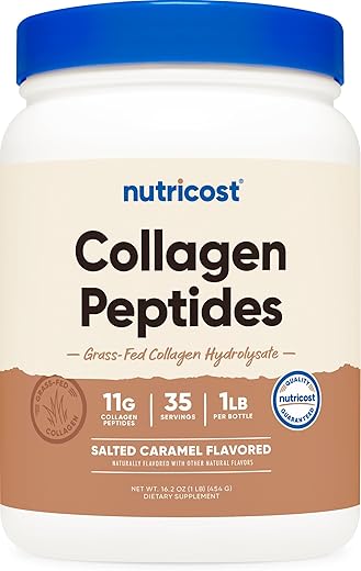 Colágeno em Pó 454g (Caramelo Salgado) – Hidrolisado de Colágeno Bovino de Pasto – Peptídeos de Colágeno - Nutricost