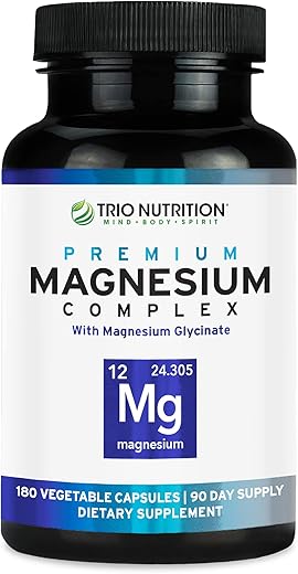 TRIO NUTRITION - Trio Nutrition Complexo de Magnésio 90 Dias | 420 mg Suplemento de Magnésio | Glicinato de Magnésio