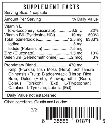 Bio Nutrient - Systemic Formulas Bio Nutriment TMI – Suporte para Tireoide com Iodo 60 Cápsulas
