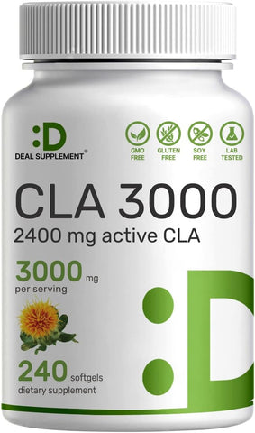 DEAL SUPPLEMENT - Eagleshine Vitamins CLA Ultra Forte 3000mg | 240 Softgels, Ácido Linoleico Conjugado Ativo de Óleo de Cártamo Não-OGM, Não Estimulante, Auxilia no Gerenciamento de Peso | Lean