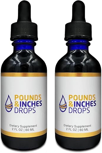 Pounds and Inches Drops - Dirobi Pounds and Inches – Gotas para Perda de Peso, Suplemento Líquido para Emagrecimento para Mulheres e Homens, Alternativa de Pílula Dietética com Sabor Delicioso de Mirtilo