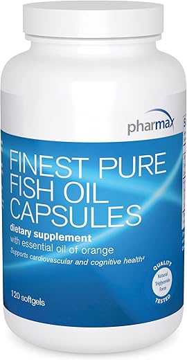Finest Pure Fish Oil Capsules | Suporte para Função Cerebral | 120 Cápsulas - Pharmax