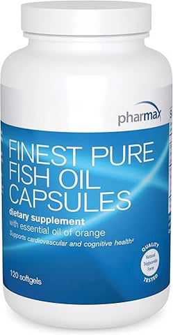 Finest Pure Fish Oil Capsules | Suporte para Função Cerebral | 120 Cápsulas - Pharmax
