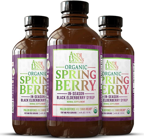 Andi Lynn's Pure & Custom Formulary - Andi Lynn’s SpringBerry: Xarope Orgânico de Sabugueiro Negro, Defesa contra Pólen