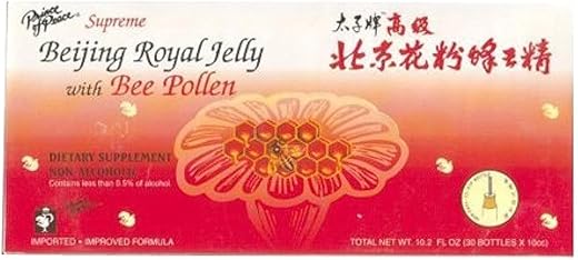 Prince Of Peace - Prince of Peace Beijing Royal Jelly com Pólen de Abelha, 30 Unidades – 100% Natural e Energizante