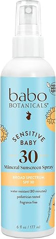 Babo Botanicals Protetor Solar Mineral Spray SPF30 para Bebês Sensíveis – Óxido de Zinco Natural – Não-Aerossol – Rosto – 118ml