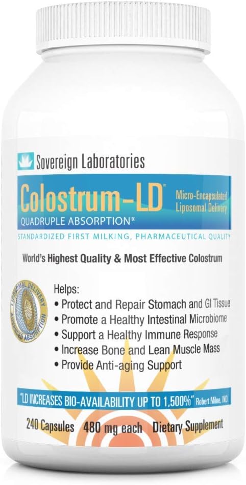 Cápsulas de Colostro – 240 Cápsulas – Entrega Lipossomal - Colostrum-LD