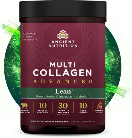 Colágeno Hidrolisado Avançado em Pó com Probióticos e Vitamina C, Canela, para Mulheres – 100g - Ancient Nutrition