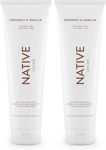 Native - Loção Corporal Natural com Ingredientes Derivados da Natureza | para Mulheres e Homens, Hidratantes Corporais para Pele Seca | Coco e Baunilha, 355 ml