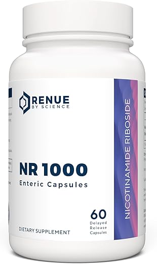 Renue By Science - RENUE by Science Nicotinamide Riboside | Suplemento de Alta Potência de NAD | 60 Cápsulas Entéricas de Nicotinamida – 1000mg de Nicotinamida Riboside por Porção | Fabricado no