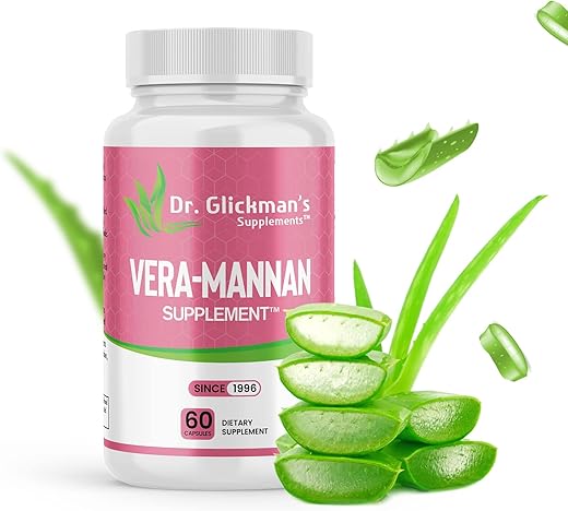 Dr. Glickman’s Supplements - Vera-mannan Aloe Vera – Suplemento de Aloe Vera, 1 Frasco, 60 Cápsulas